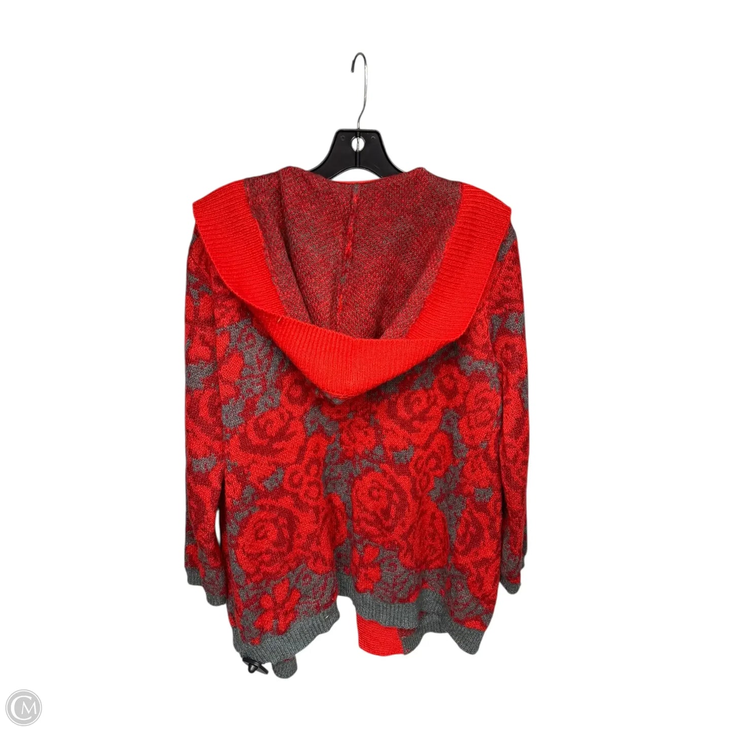 Sweater Cardigan By Sparrow In Grey & Red, Size: M