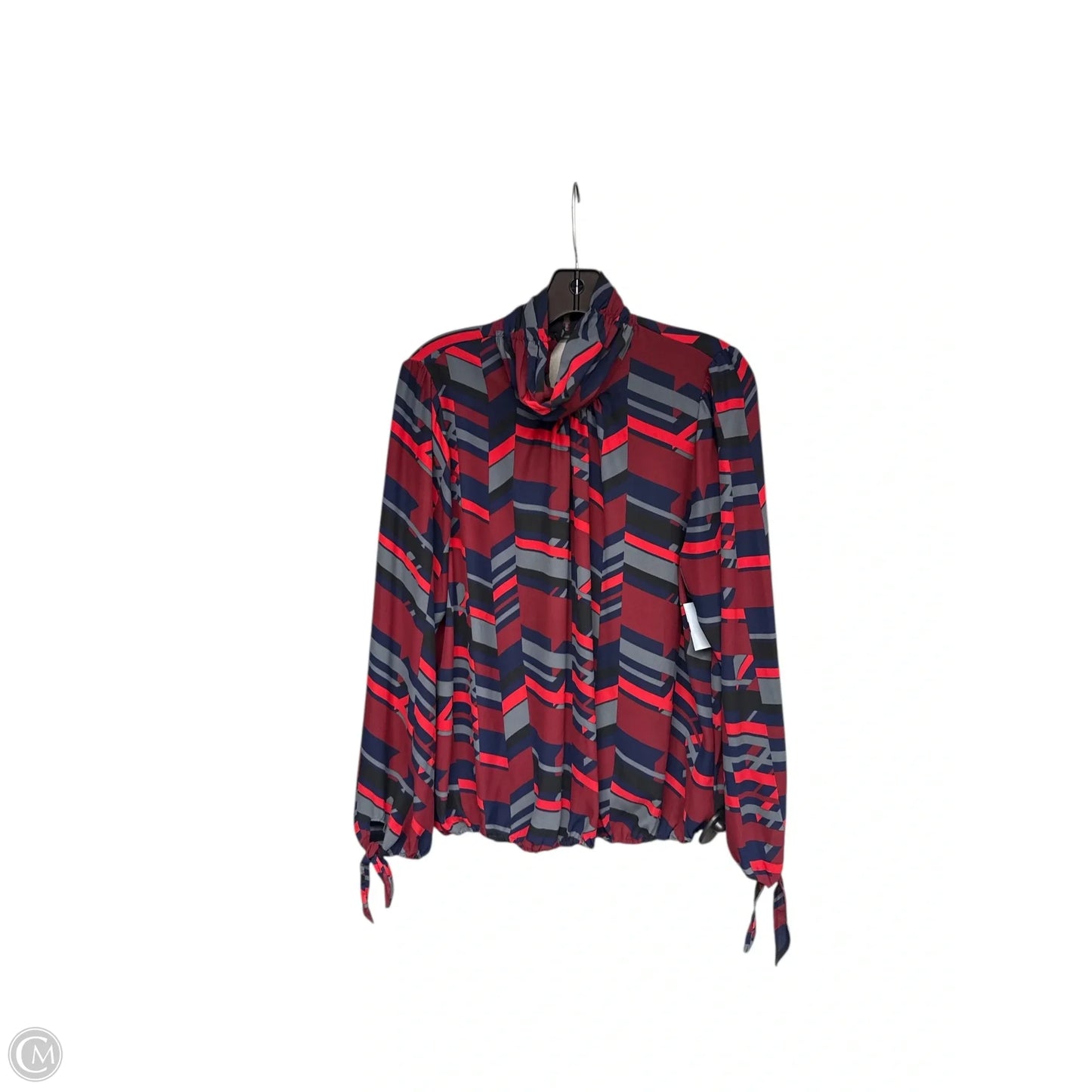 Blouse Long Sleeve By Allison Joy In Blue & Red, Size: L