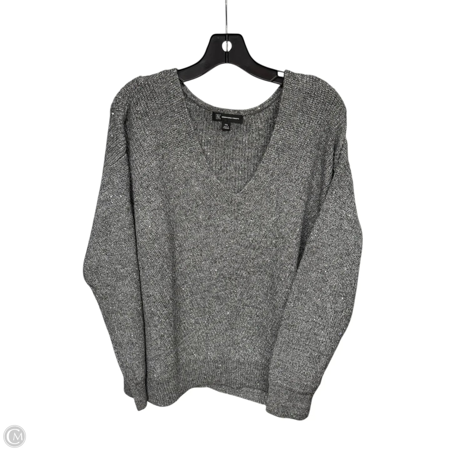 Sweater By Inc In Grey & Silver, Size: Xxl