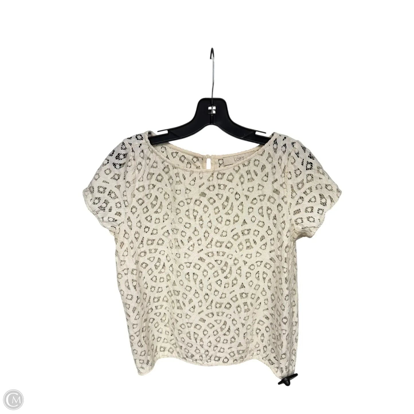 Top Short Sleeve By Loft In Cream, Size: Sp
