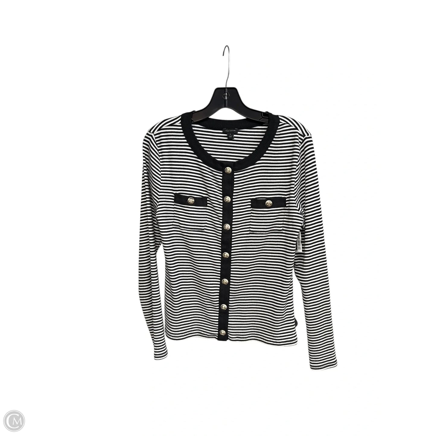 Top Long Sleeve By Ann Taylor In Striped Pattern, Size: M