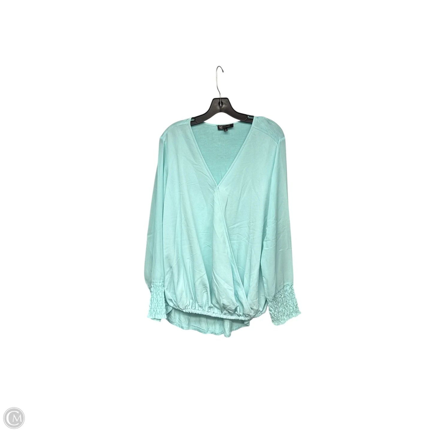 Top Long Sleeve By Dg2 In Aqua, Size: L