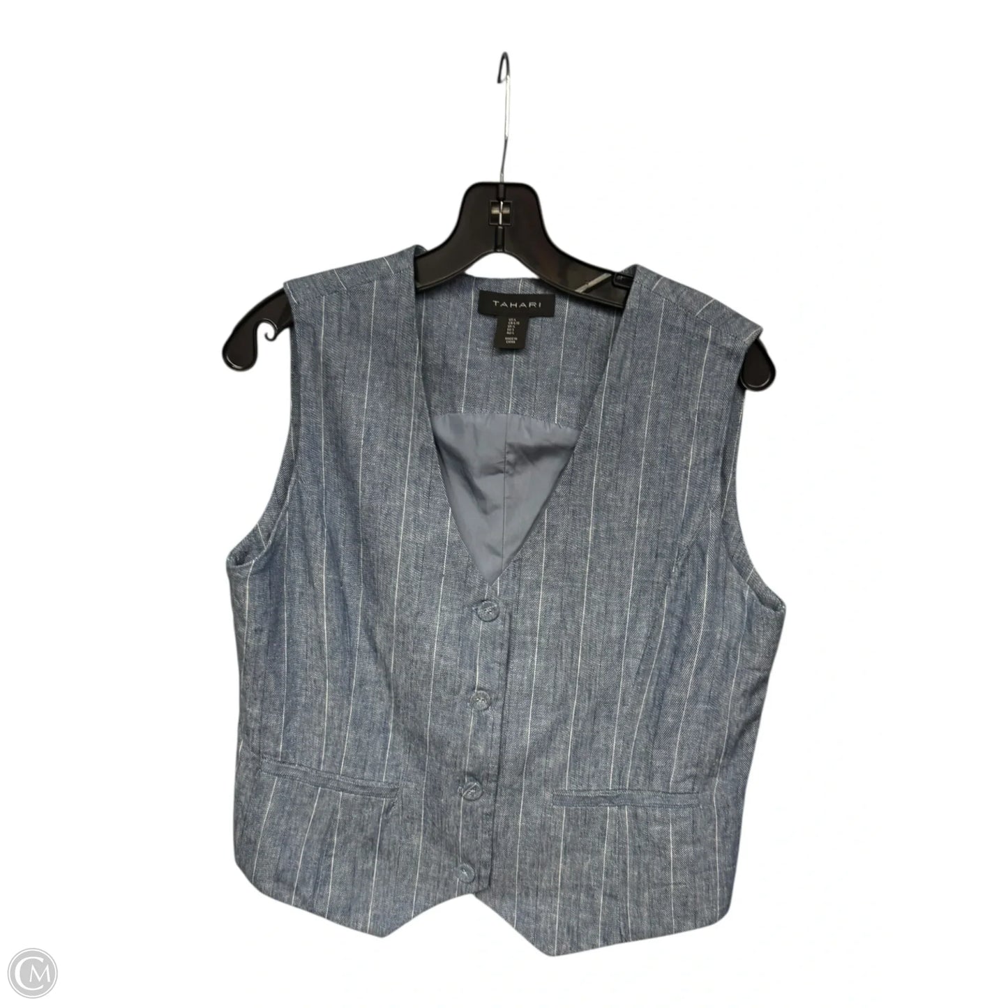 Top Sleeveless By Tahari In Blue, Size: L