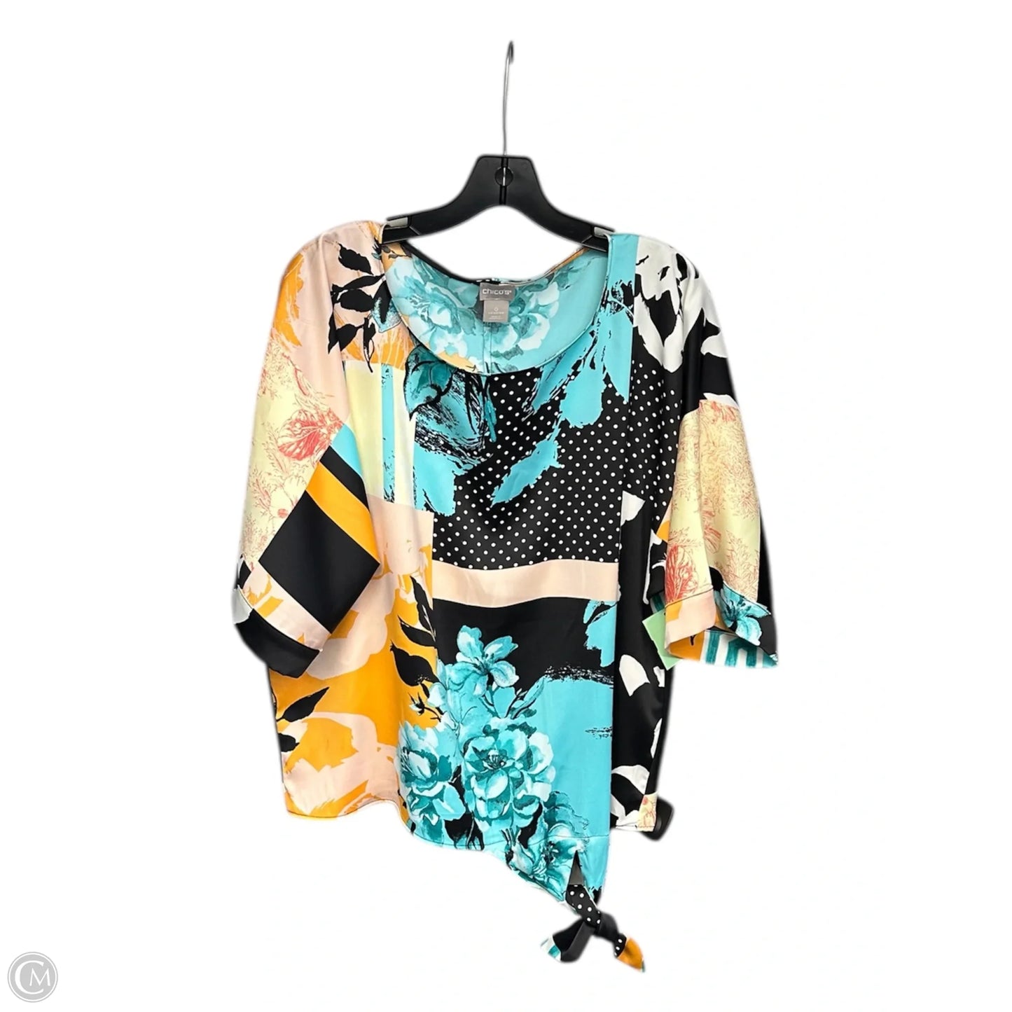 Top Short Sleeve By Chicos In Blue & Orange, Size: S