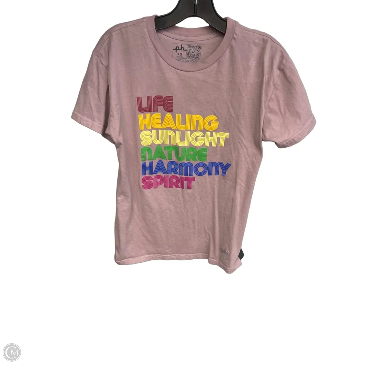Top Short Sleeve Basic By Clothes Mentor In Pink & Yellow, Size: Xs