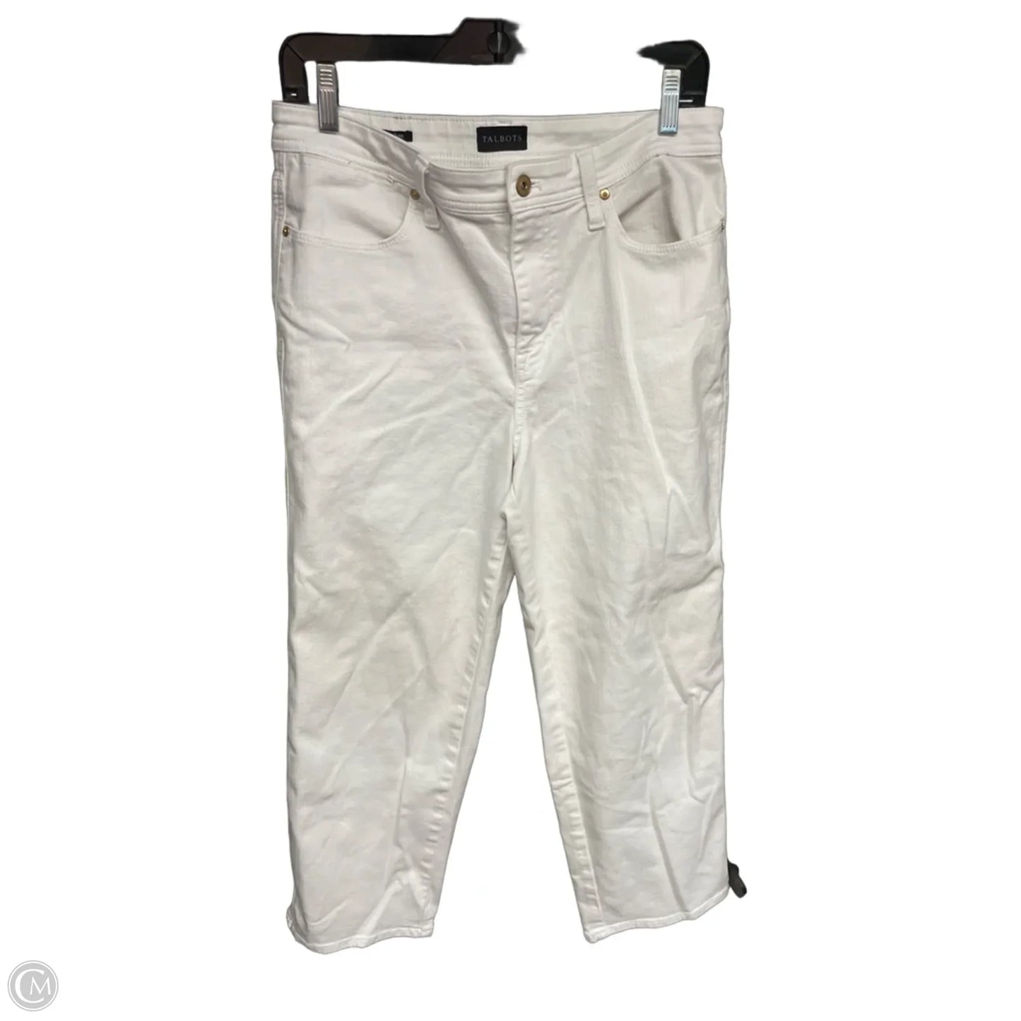 Jeans Cropped By Talbots In White Denim, Size: 8