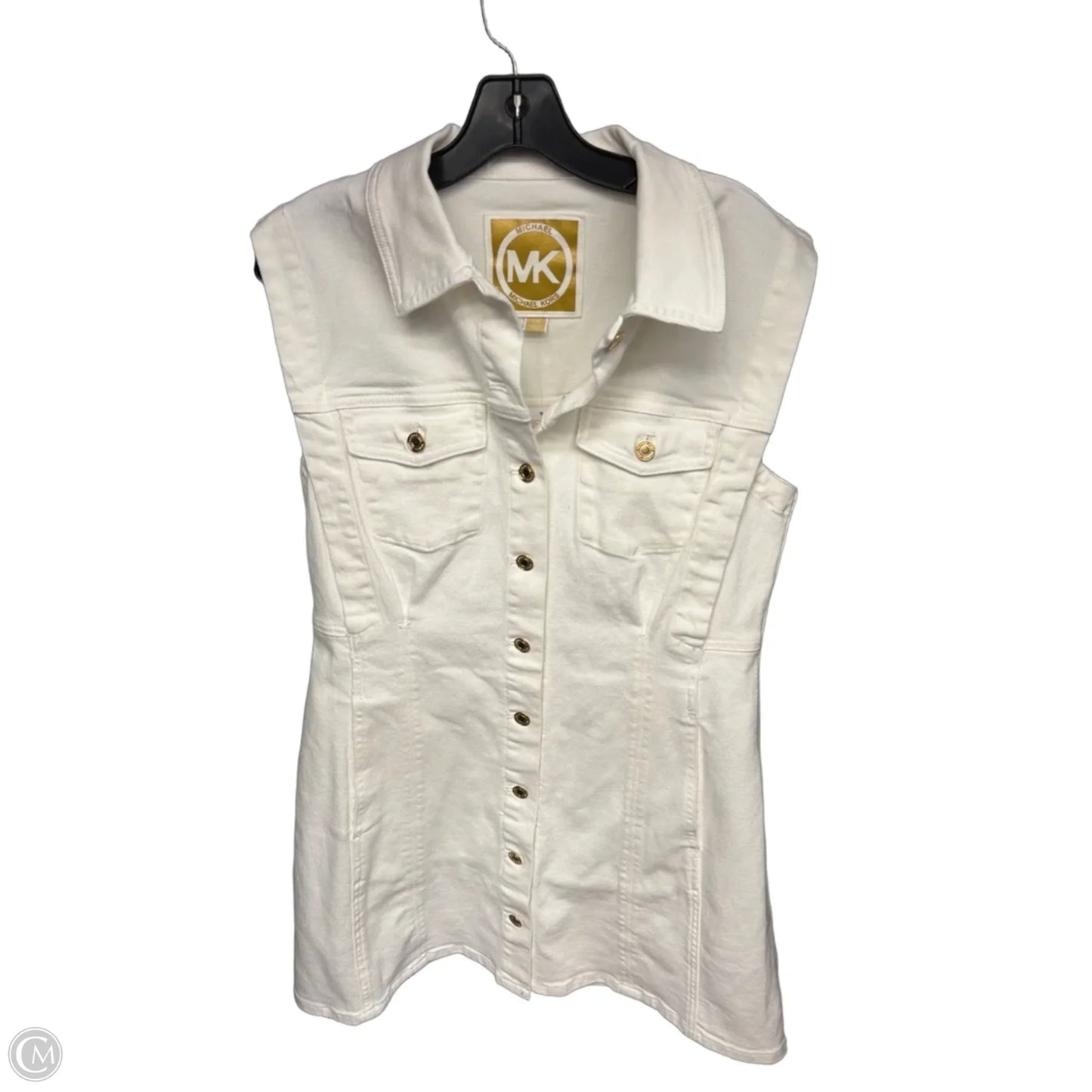 Dress Casual Midi By Michael By Michael Kors In White Denim, Size: L