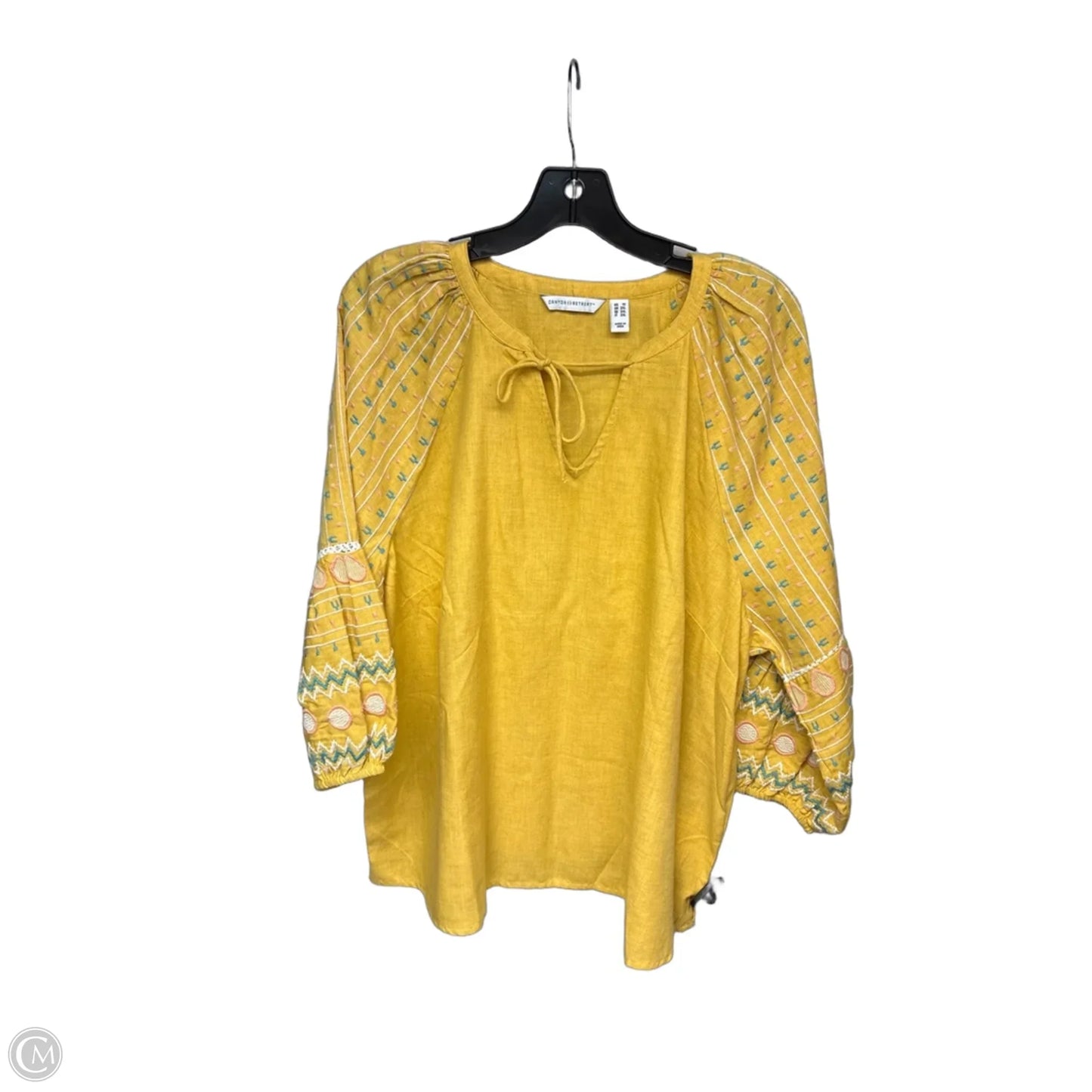 Top 3/4 Sleeve By Clothes Mentor In Yellow, Size: 1x