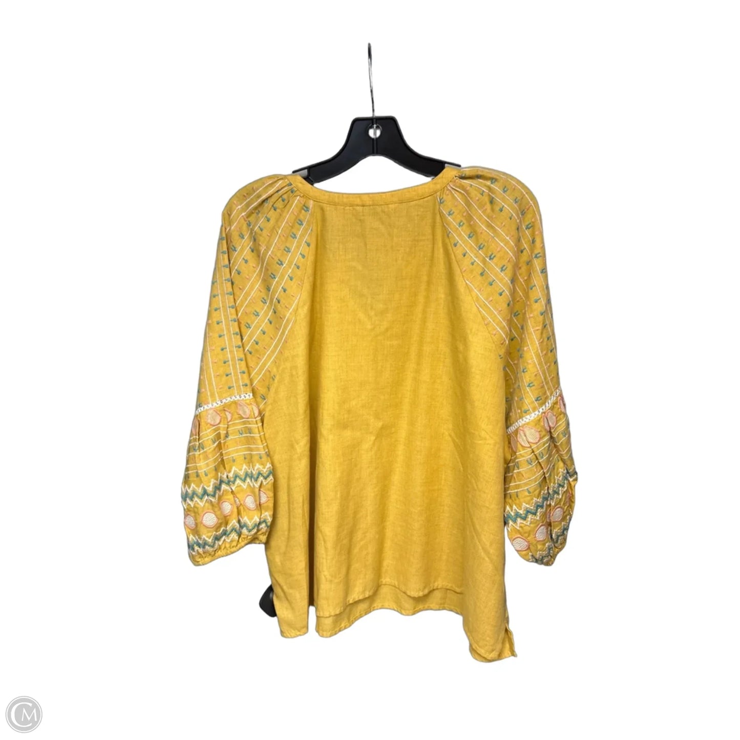 Top 3/4 Sleeve By Clothes Mentor In Yellow, Size: 1x