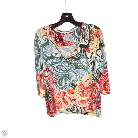 Tunic 3/4 Sleeve By Chicos In Multi-colored, Size: 2x