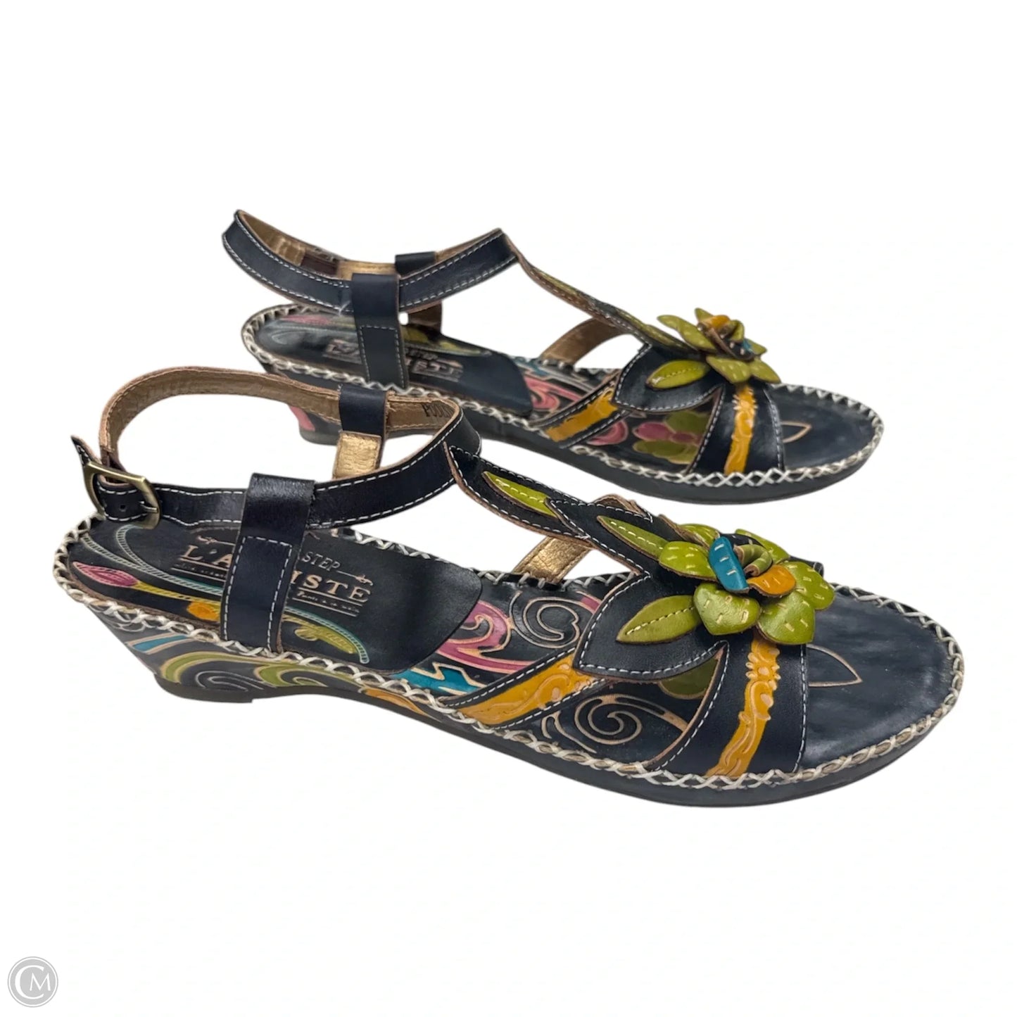 Sandals Flats By Clothes Mentor In Multi-colored