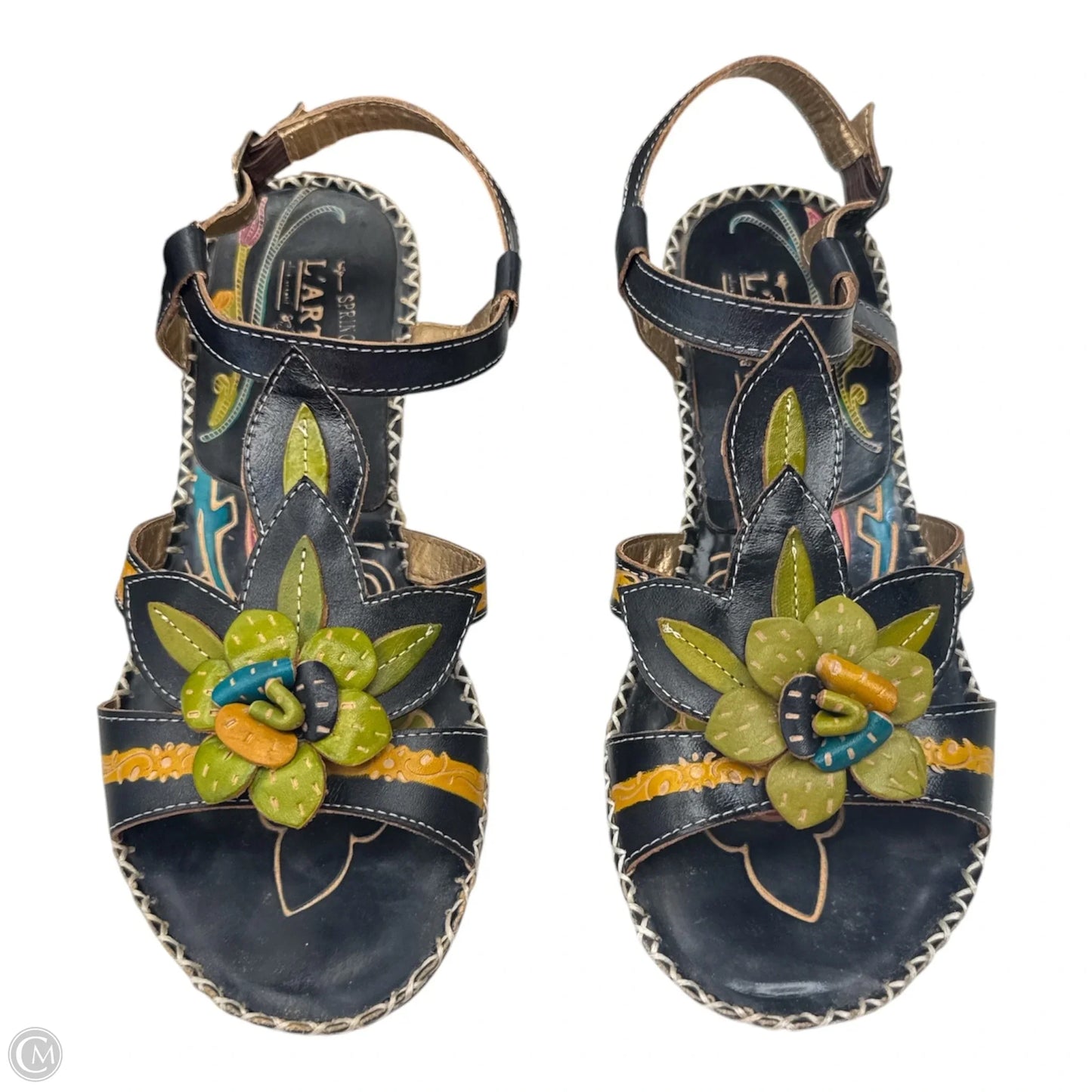 Sandals Flats By Clothes Mentor In Multi-colored