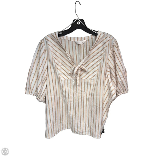 Top Short Sleeve By Lc Lauren Conrad In Orange & White, Size: 2x