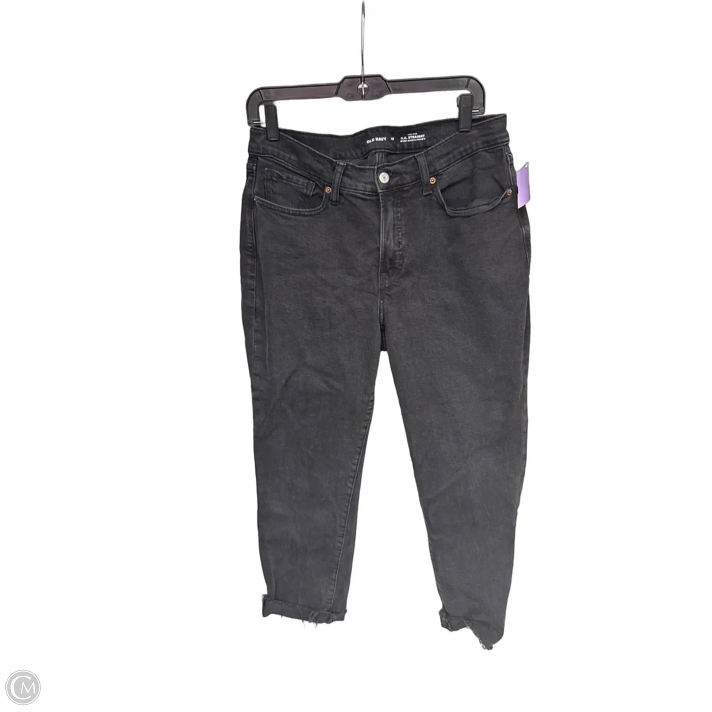 Jeans Straight By Old Navy In Black Denim, Size: 12