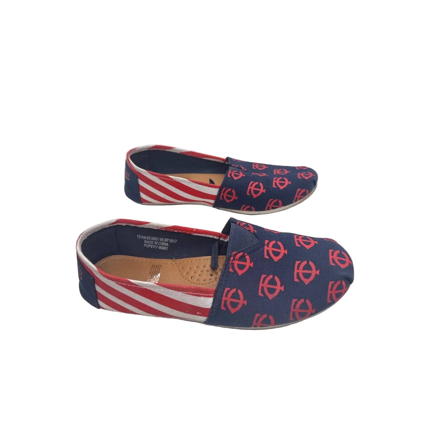 Shoes Flats By Clothes Mentor In Blue Red & White, Size: M