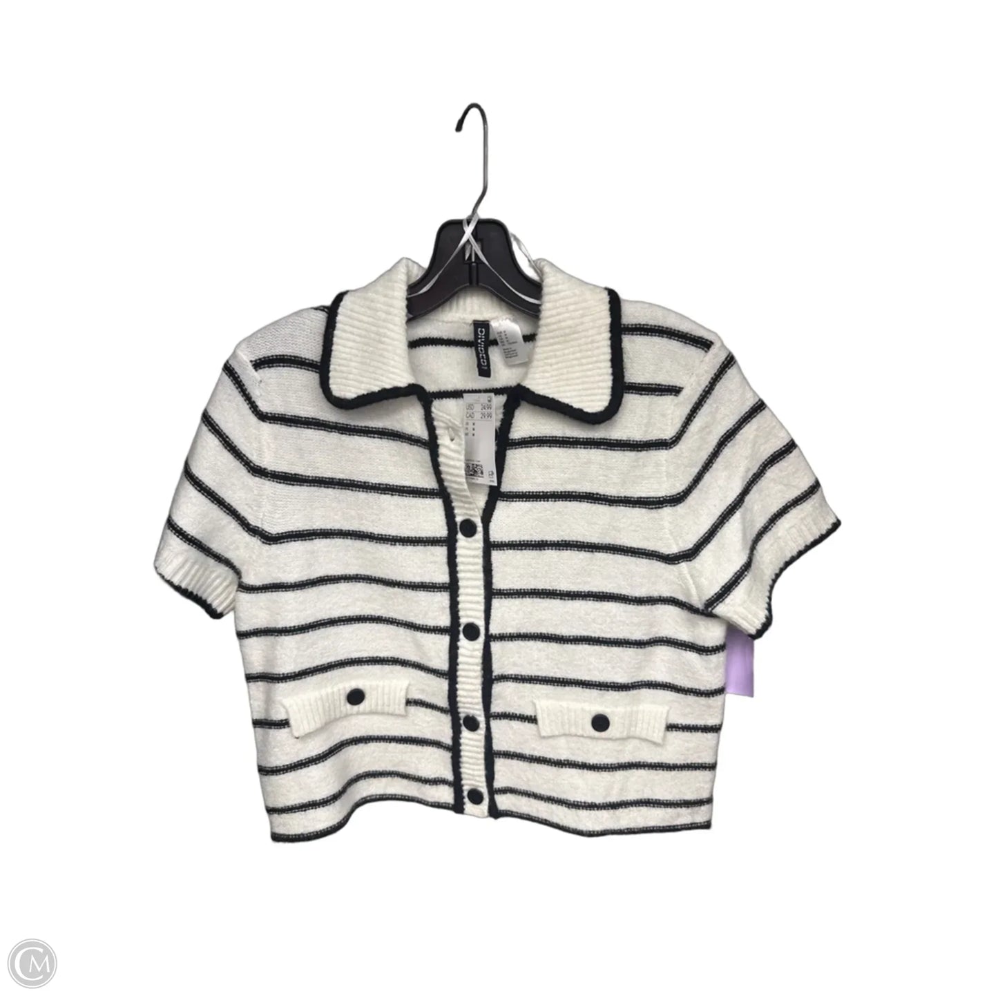 Sweater Short Sleeve By Divided In Striped Pattern, Size: M