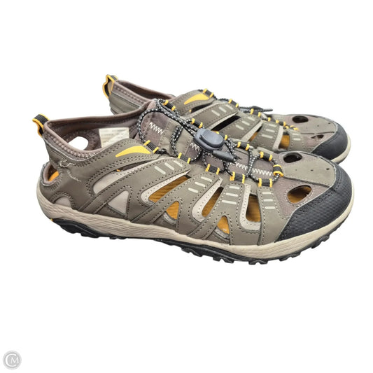 Sandals Flats By Eddie Bauer In Grey & Yellow, Size: 9 MENS