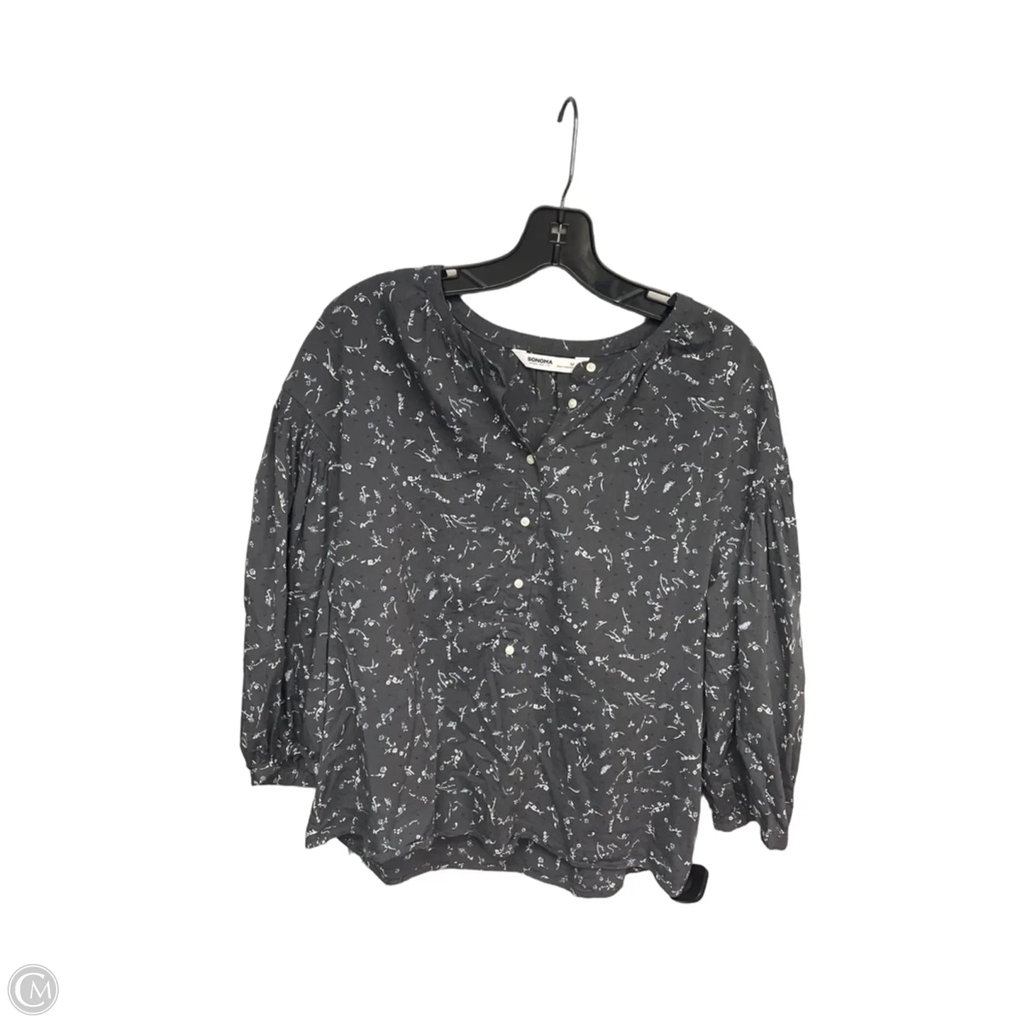 Top 3/4 Sleeve By Sonoma In Grey, Size: M