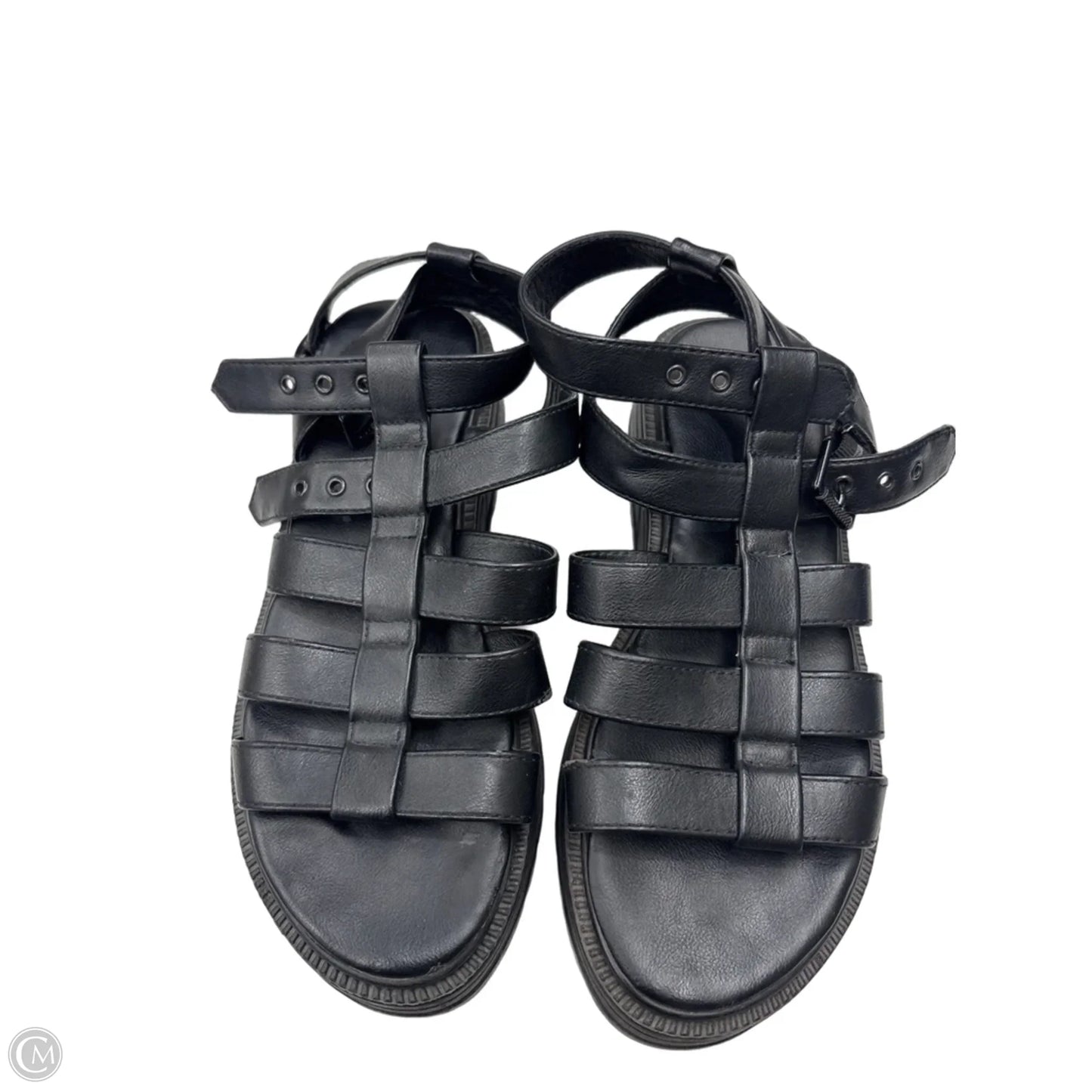 Sandals Heels Wedge By Clothes Mentor In Black, Size: