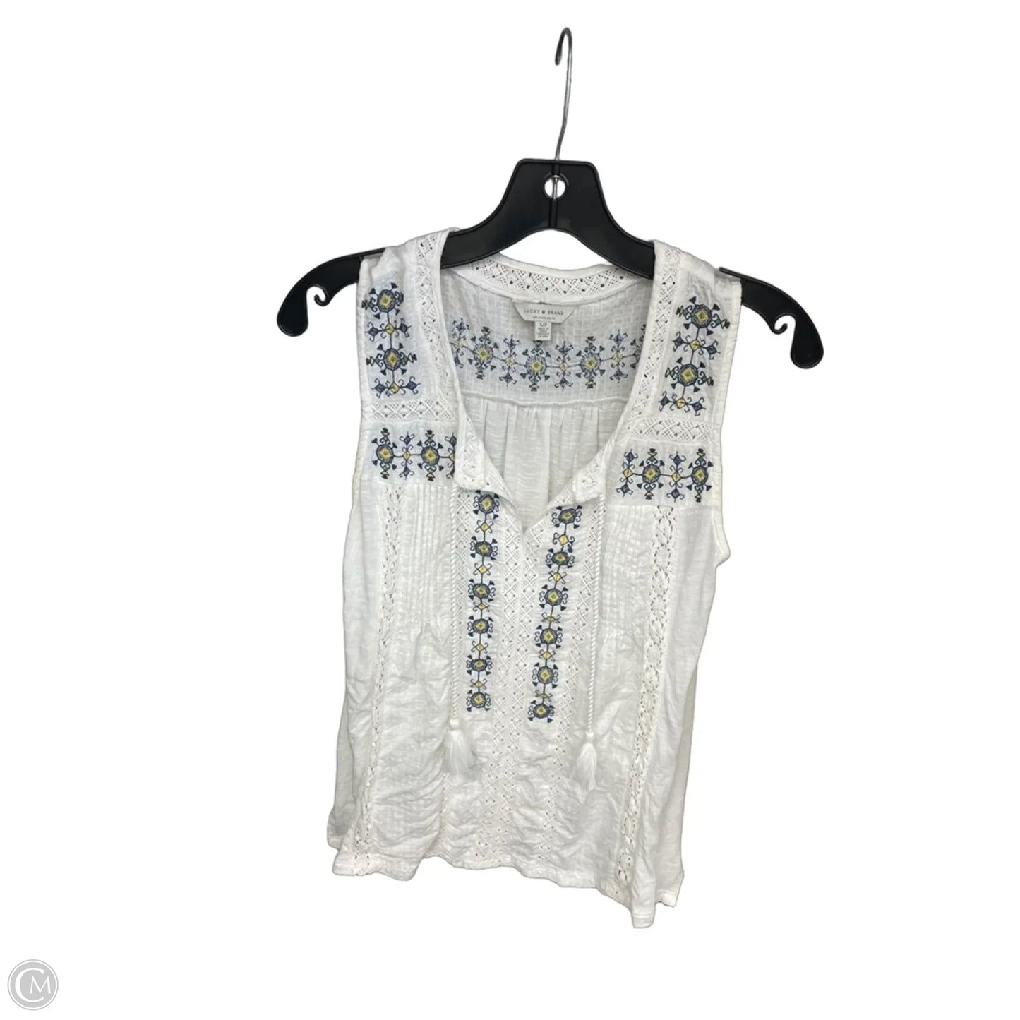 Top Sleeveless By Lucky Brand In Blue & White, Size: S