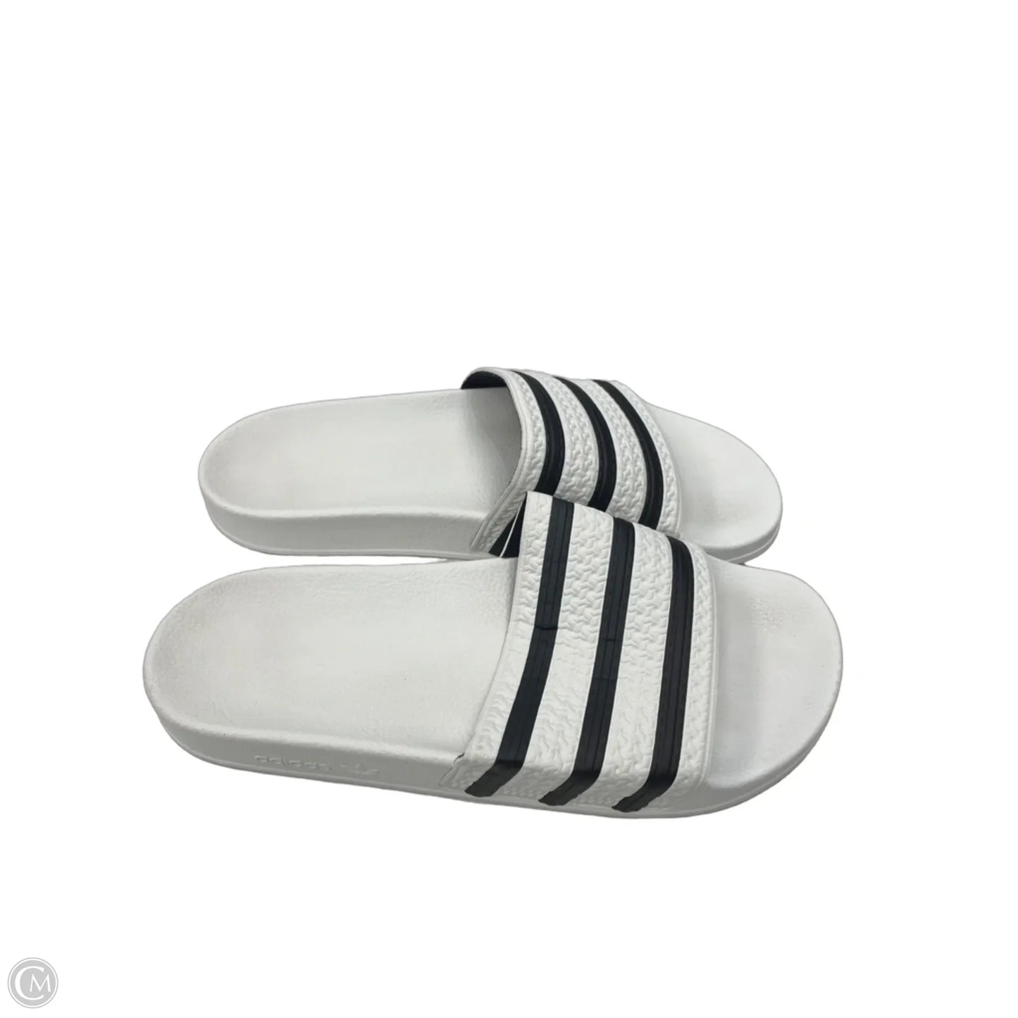 Sandals Flats By Adidas In Black & White, Size: 9