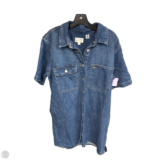 Dress Casual Midi By Universal Thread In Blue Denim, Size: L