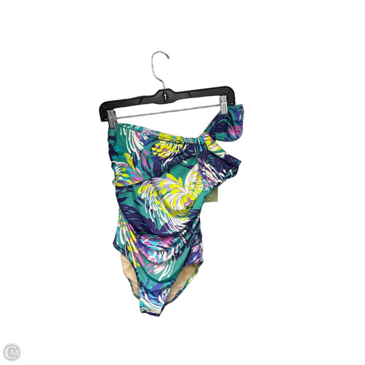 Swimsuit By Garnet Hill In Purple & Yellow, Size: 8