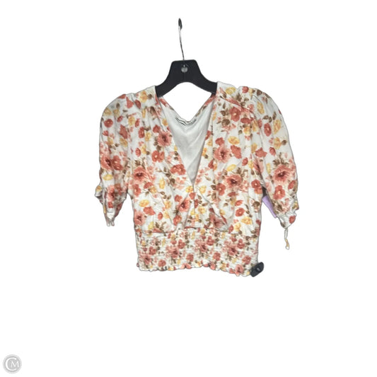 Top Short Sleeve By Abercrombie And Fitch In Orange & Yellow, Size: M