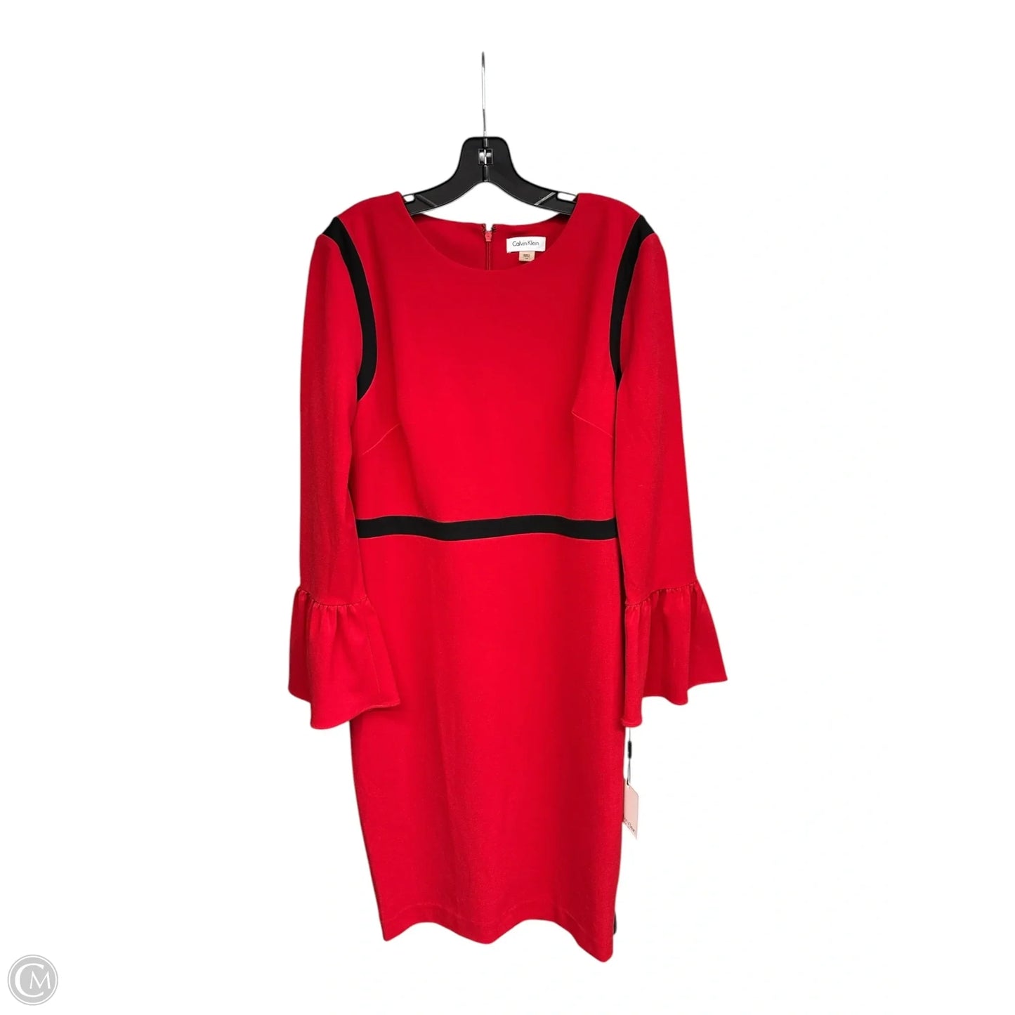 Dress Party Midi By Calvin Klein In Black & Red, Size: 14