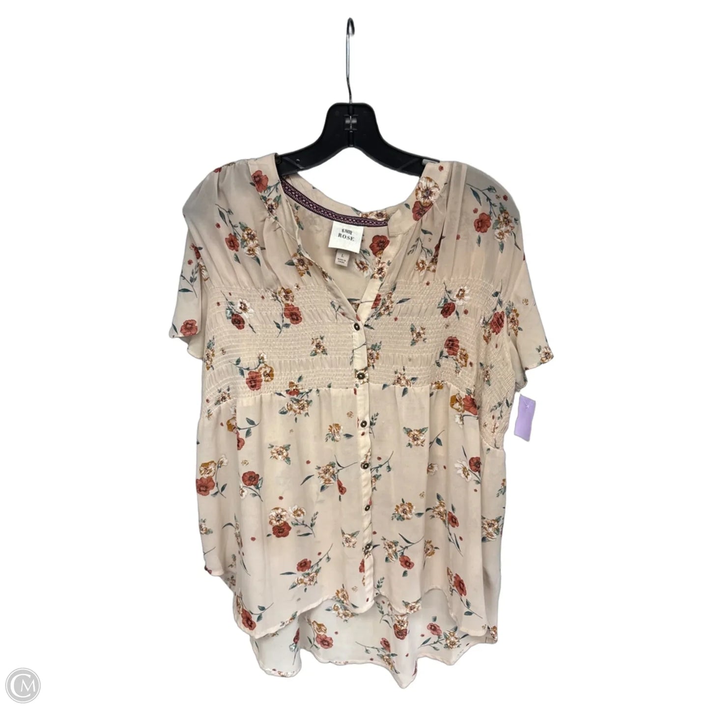 Top Short Sleeve By Knox Rose In Pink, Size: L