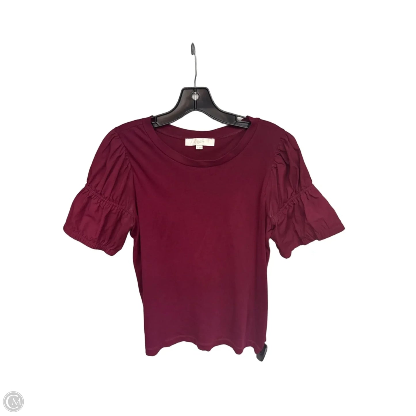Top Short Sleeve By Loft In Maroon, Size: S