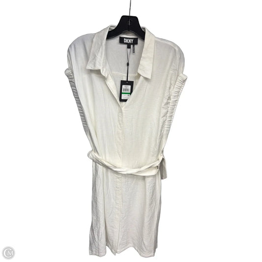 Dress Casual Midi By Dkny In White, Size: L