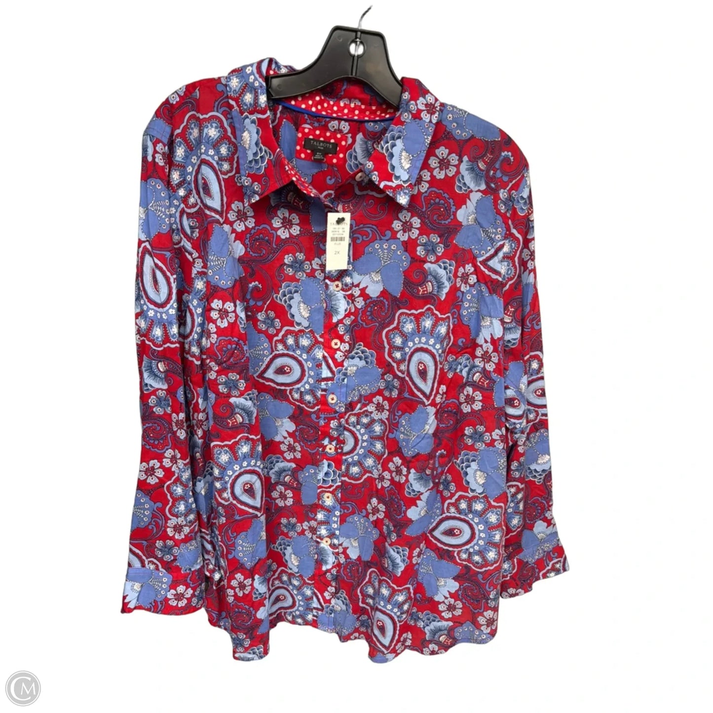 Top Long Sleeve By Talbots In Blue & Red, Size: 2x