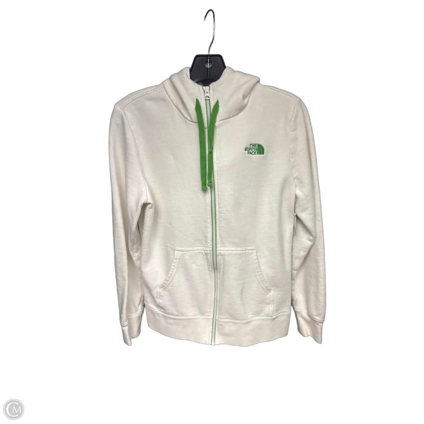 Athletic Sweatshirt Hoodie By The North Face In Green & White, Size: M