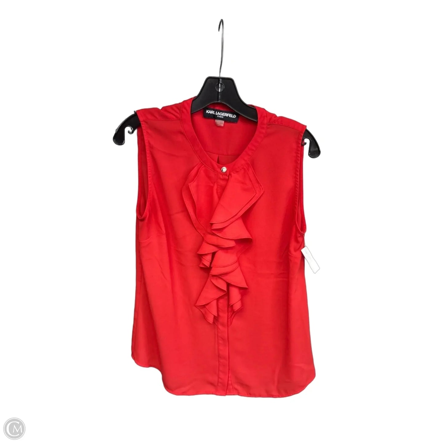 Top Sleeveless Designer By Karl Lagerfeld In Red, Size: L