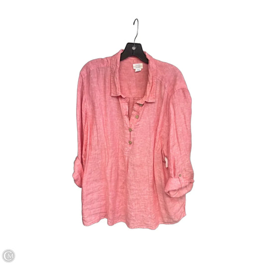 Tunic 3/4 Sleeve By Sigrid Olsen In Pink, Size: 3x