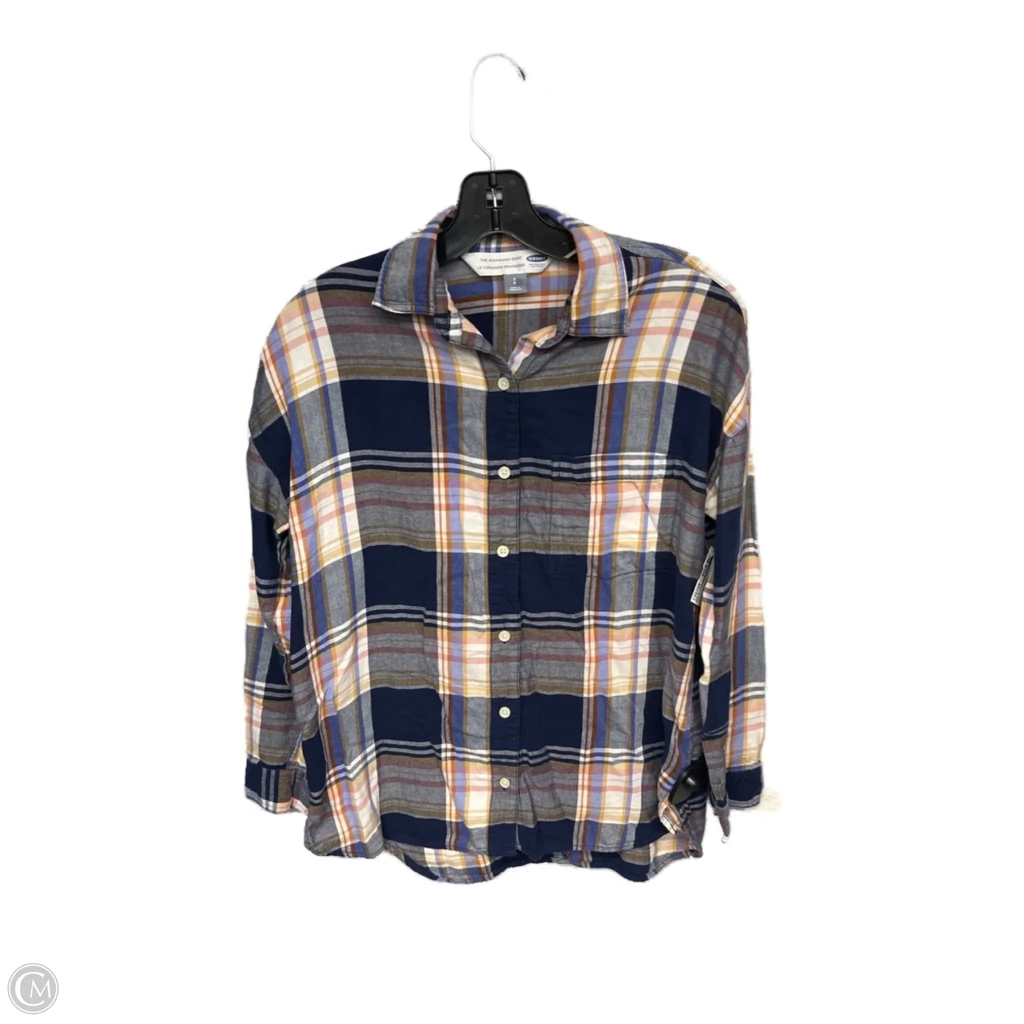 Top Long Sleeve By Old Navy In Blue & Cream, Size: S