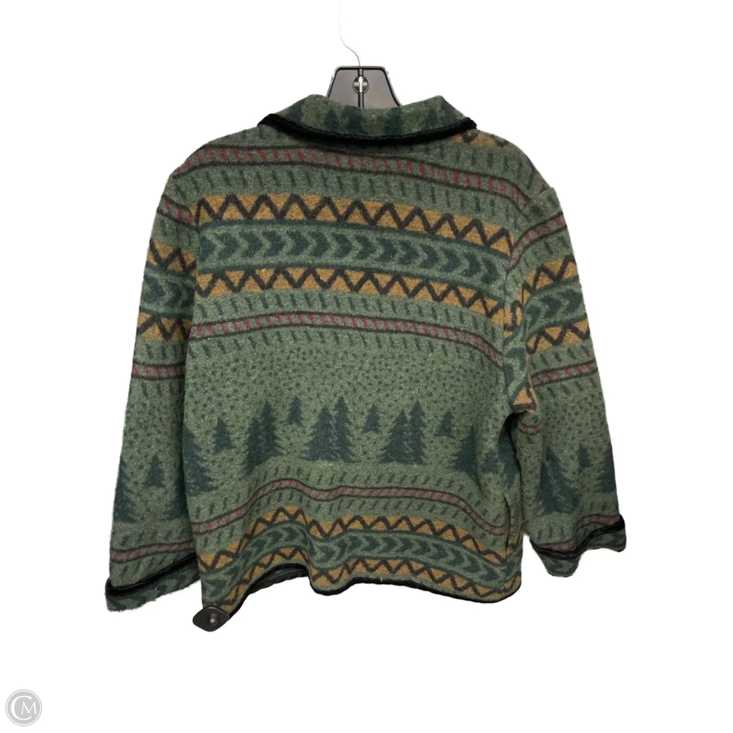 Jacket Shirt By Coldwater Creek In Green & Tan, Size: M