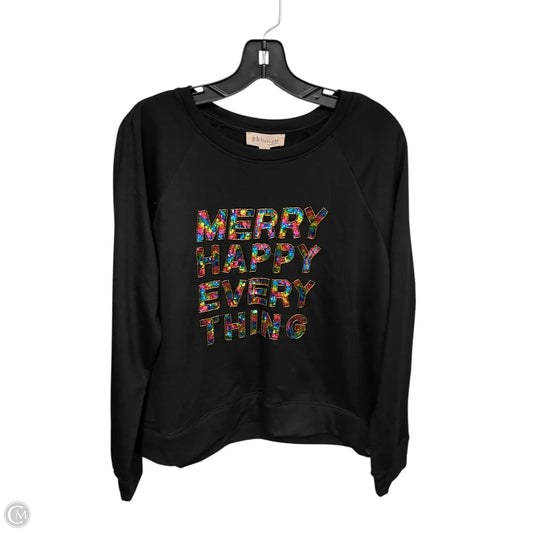 Sweatshirt Crewneck By Philosophy In Black & Gold, Size: L