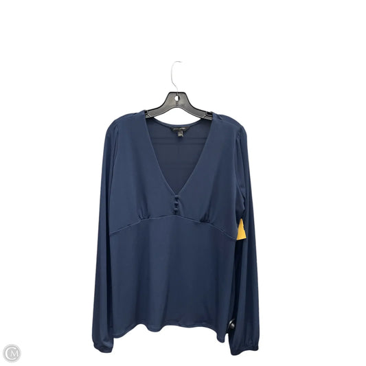 Top Long Sleeve By Banana Republic In Navy, Size: L