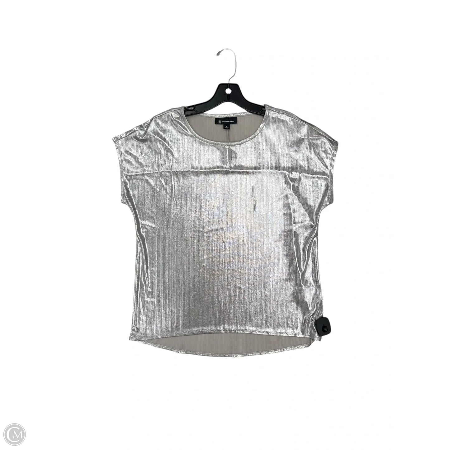 Top Short Sleeve By Inc In Silver, Size: S