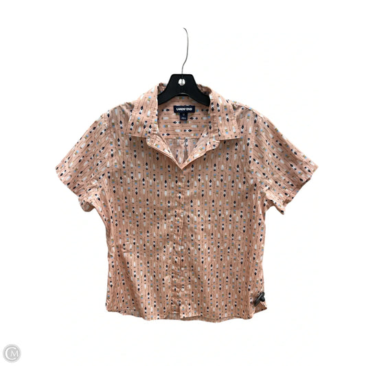 Top Short Sleeve By Lands End In Orange & White, Size: 12