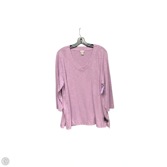 Top 3/4 Sleeve By Chicos In Pink, Size: Xl
