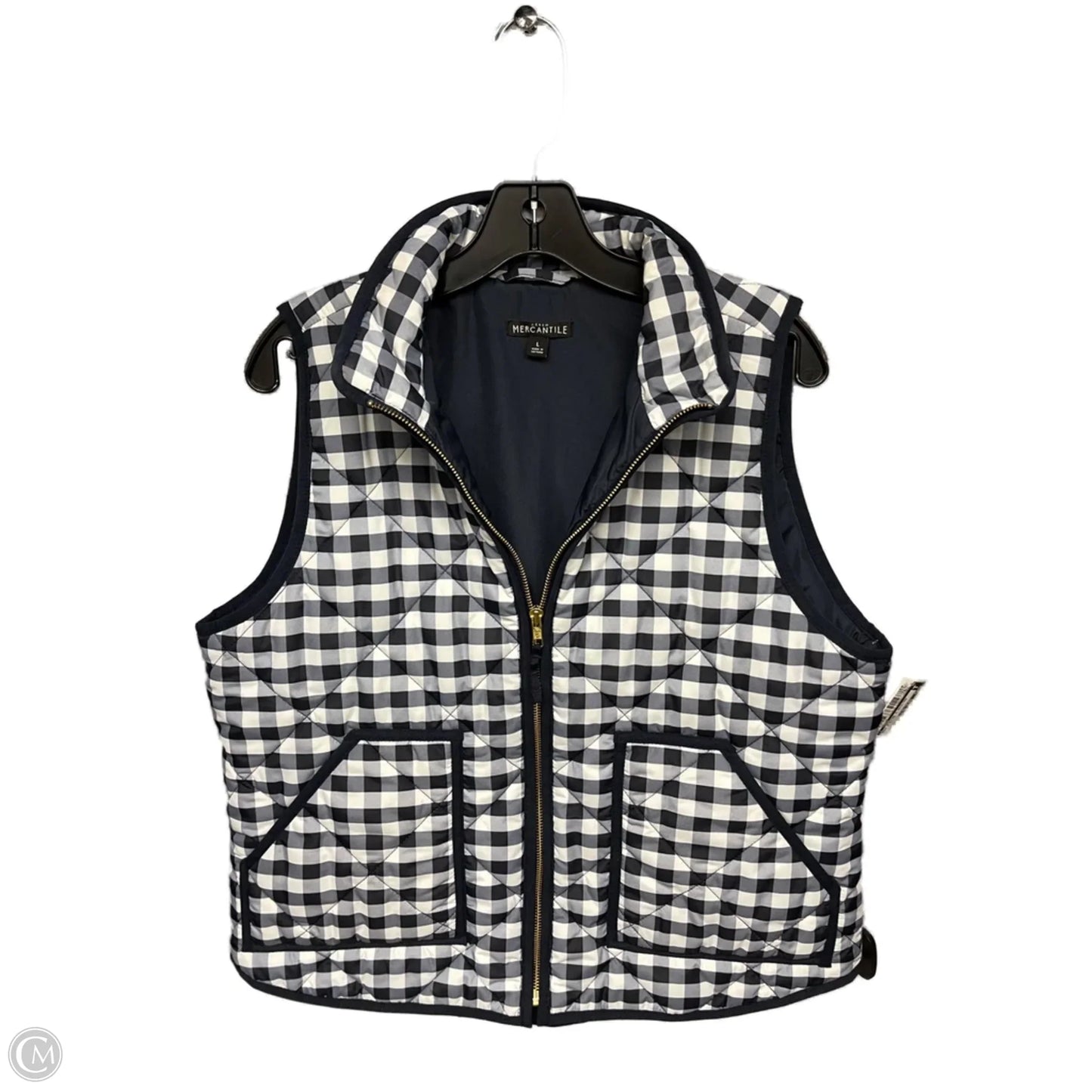 Vest Puffer & Quilted By J. Crew In Blue & White, Size: L