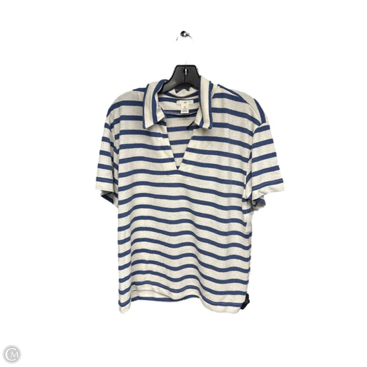 Top Short Sleeve By H&m In Blue & White, Size: L