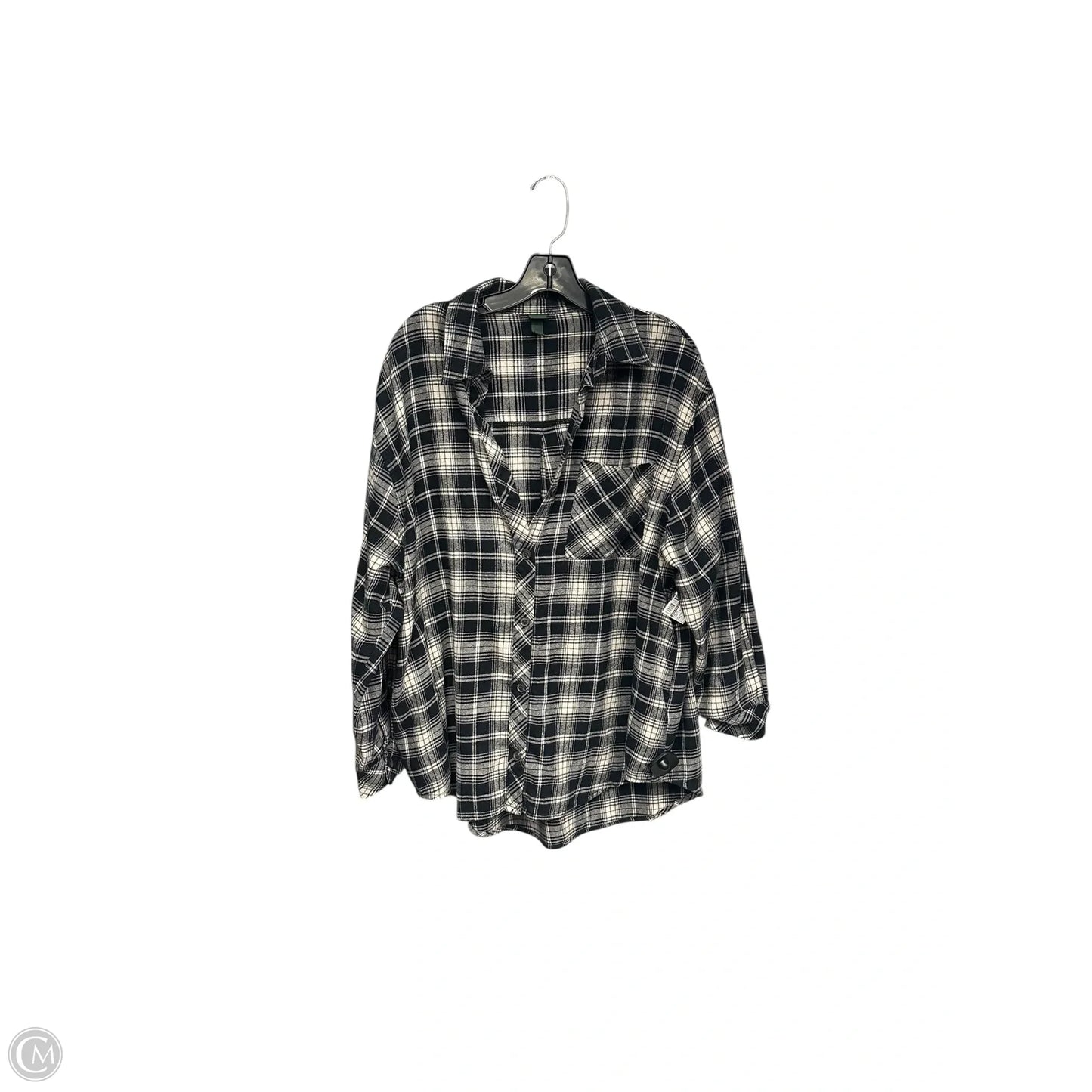 Top Long Sleeve By Wild Fable In Black & White, Size: L