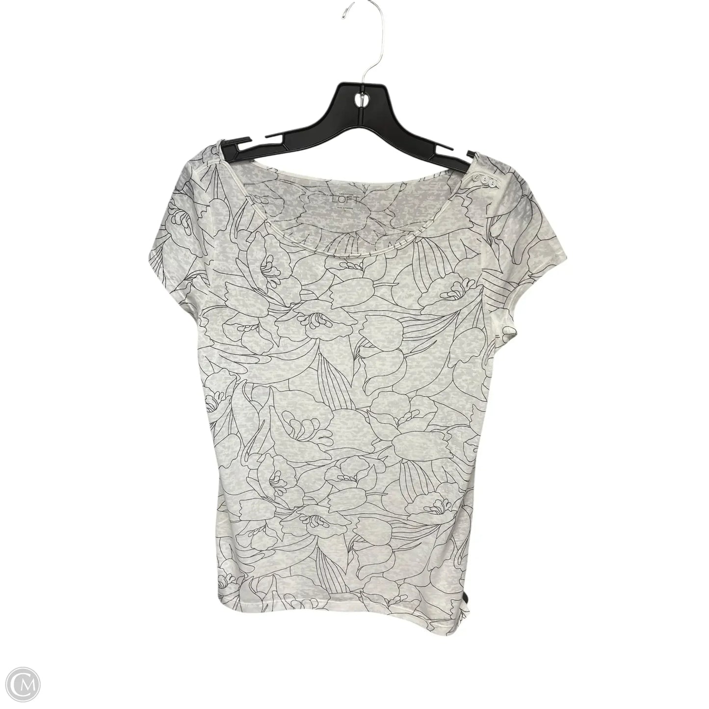Top Short Sleeve By Loft In Black & White, Size: M