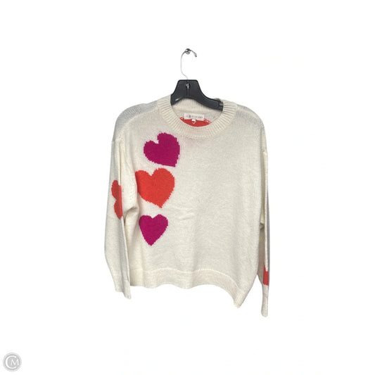 Sweater By Loft In Cream & Pink, Size: S