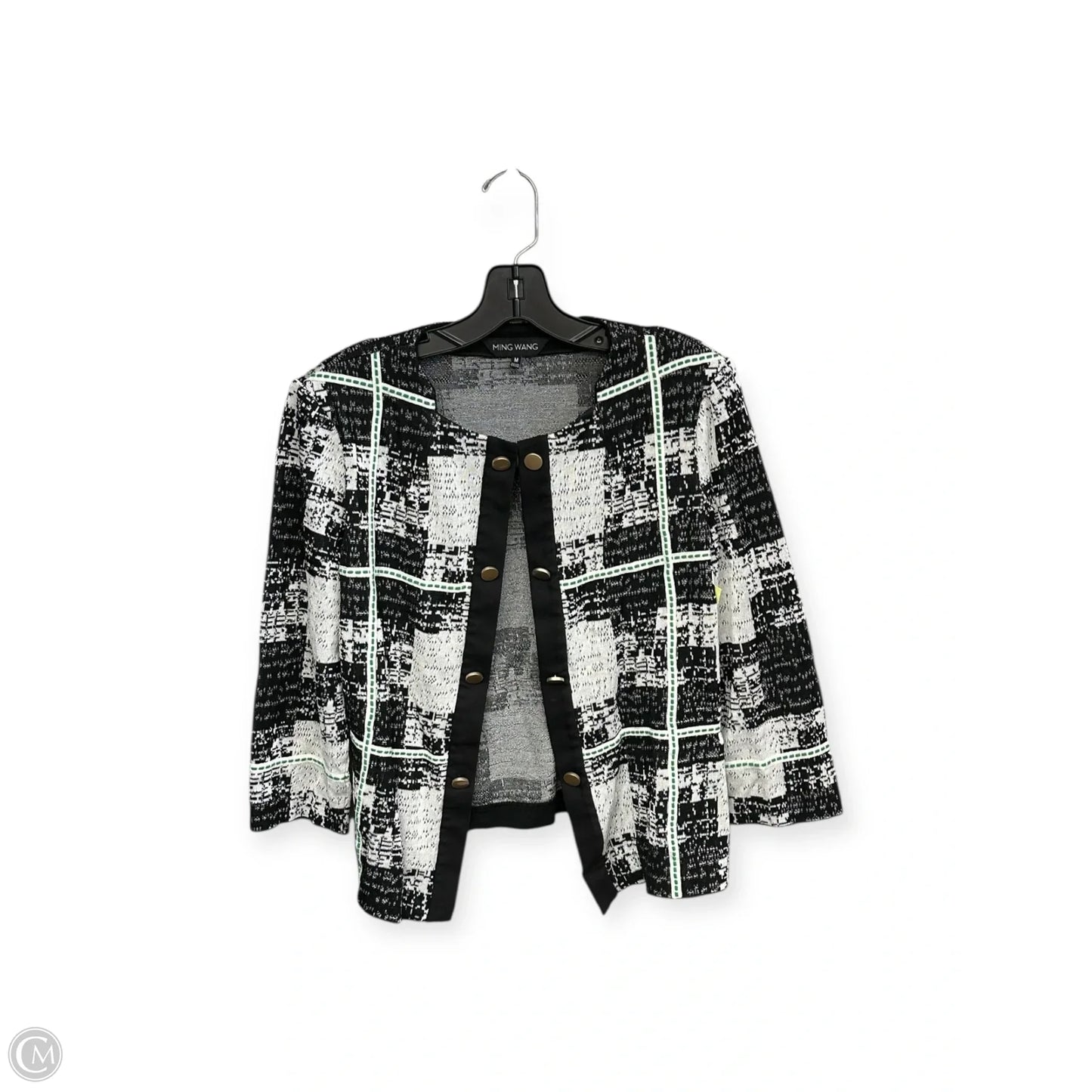 Cardigan By Ming Wang In Black & White, Size: M