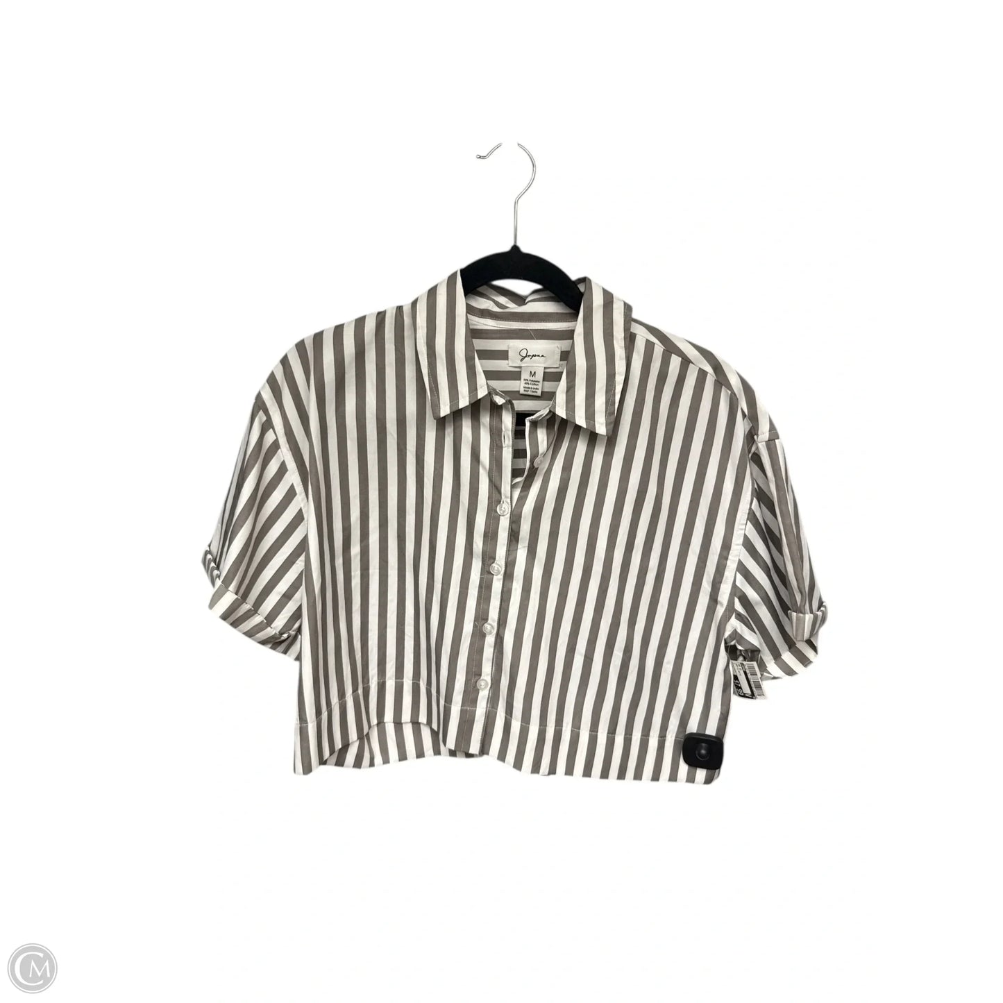 Top Short Sleeve By Japna In Grey & White, Size: M